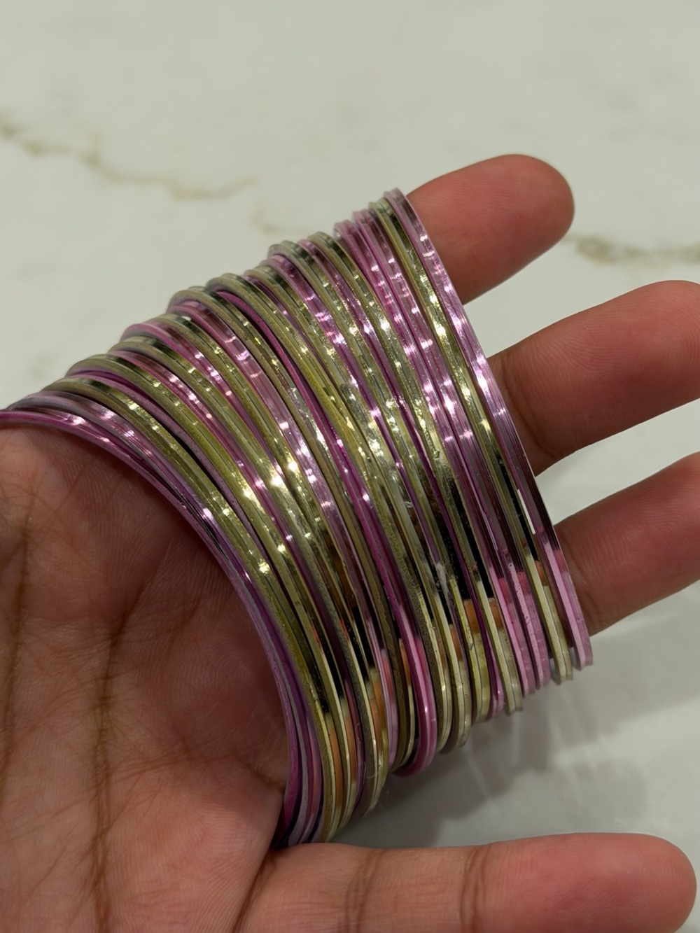 Pink & Gold Indian Bangle Set | 23 Piece Stack Size 2.4 Traditional Desi Jewelry